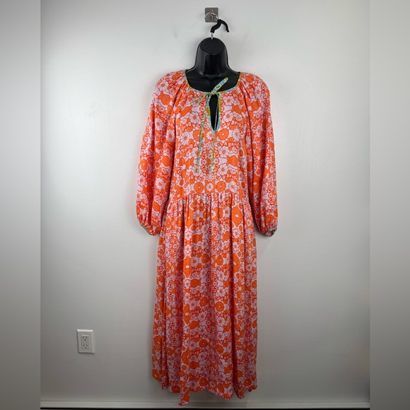 Lingua Franca Dresses & Skirts - Lingua Franca Women Linen Blend Banquet Floral Drop Waist Dress Size XS